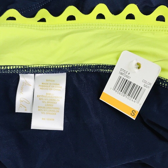 Anne Cole Women's Small Tankini Top Swimwear Ric-Rac Keyhole Navy Blue NWT B24 - Picture 3 of 5